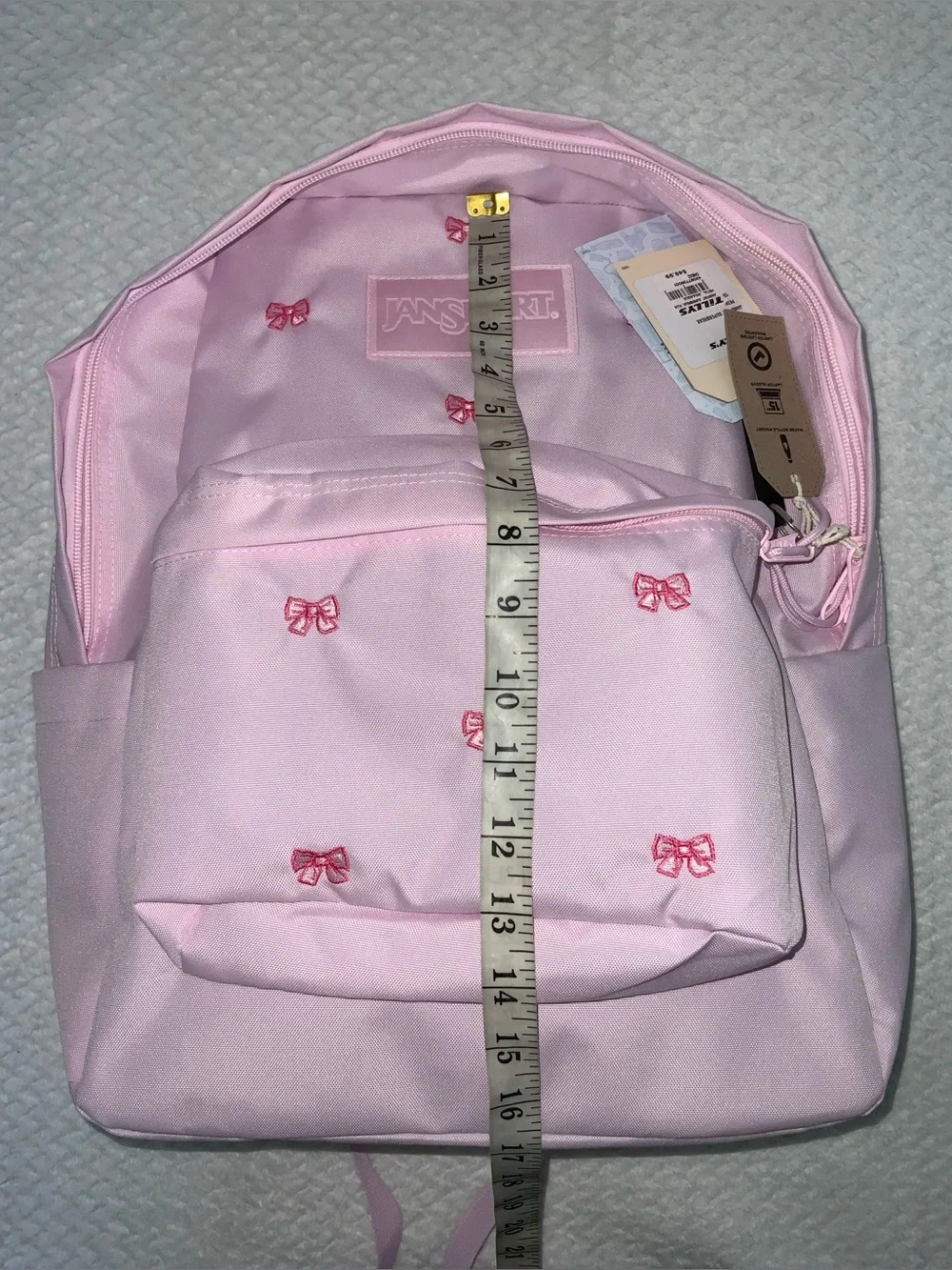 JanSport SuperBreak Plus Embroidered Pink Bows backpack